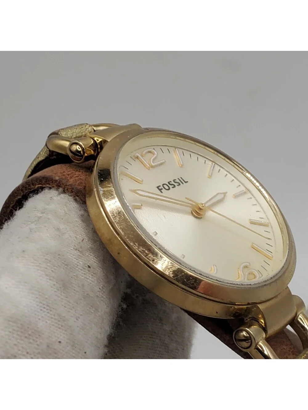 Fossil Georgia Womens Watch 32mm Gold Tone New Battery